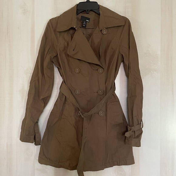 H&M short trench coat brown, size 6 - Picture 1 of 16